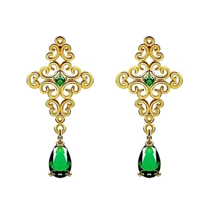 La collection Cléopâtre est l'emblématique de la maison Hind Kroussa Paris, rend hommage à la broderie créée sur les vêtements de haute couture.

Les &nbsp;boucles d'oreilles Cléopâtre&nbsp;en argent 925 millièmes dorés à l’or 24 carats est torsadé en alliant dorures et pierres nano d’émeraude.