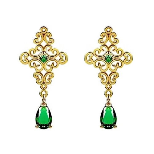 La collection Cléopâtre est l'emblématique de la maison Hind Kroussa Paris, rend hommage à la broderie créée sur les vêtements de haute couture.

Les &nbsp;boucles d'oreilles Cléopâtre&nbsp;en argent 925 millièmes dorés à l’or 24 carats est torsadé en alliant dorures et pierres nano d’émeraude.