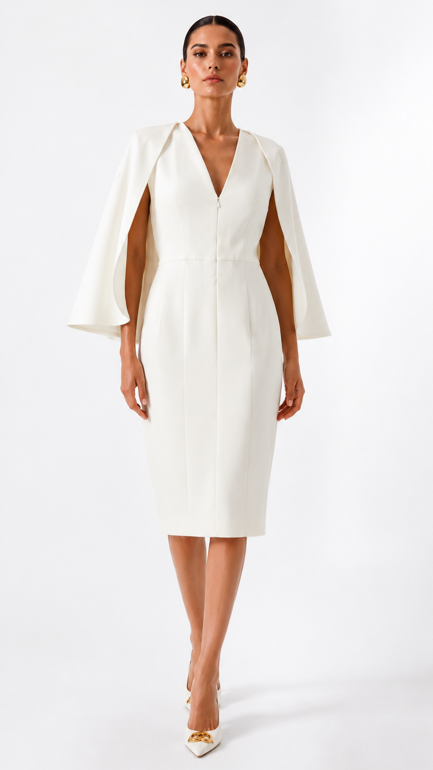 robe Louvre blanche avec cape intégré 